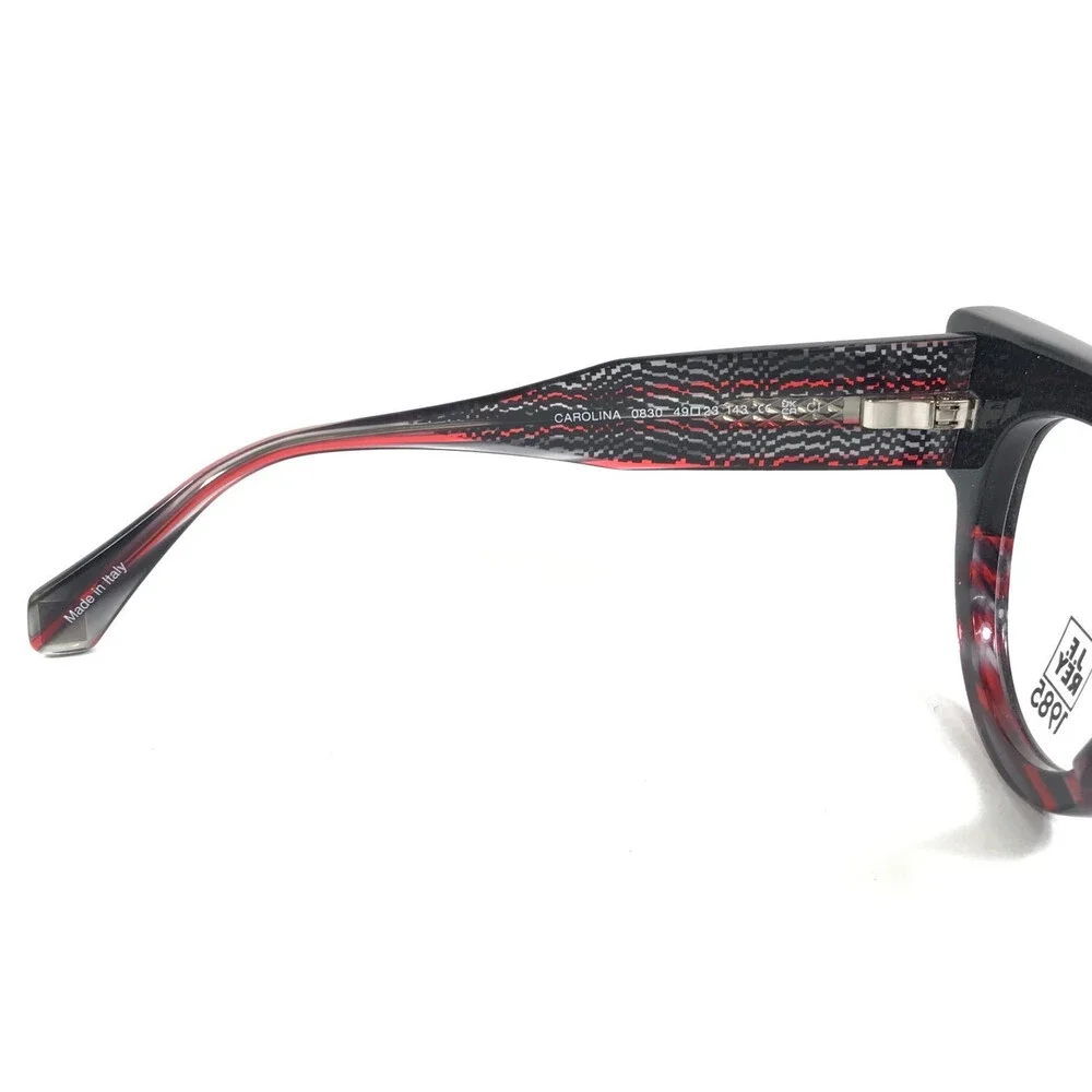 J. F. Rey Eyeglasses Frames CAROLINA 0830 Black Red Round Full Rim 49-23-143